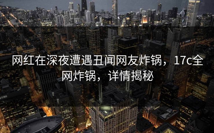 网红在深夜遭遇丑闻网友炸锅，17c全网炸锅，详情揭秘