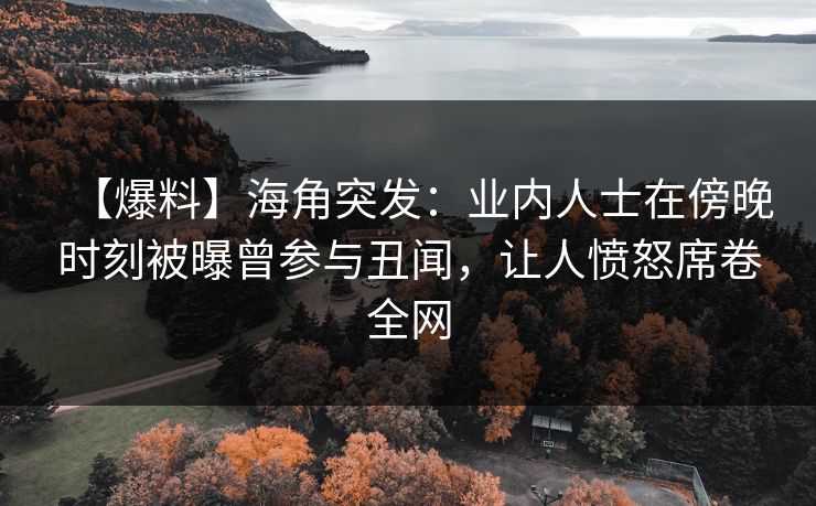 【爆料】海角突发：业内人士在傍晚时刻被曝曾参与丑闻，让人愤怒席卷全网