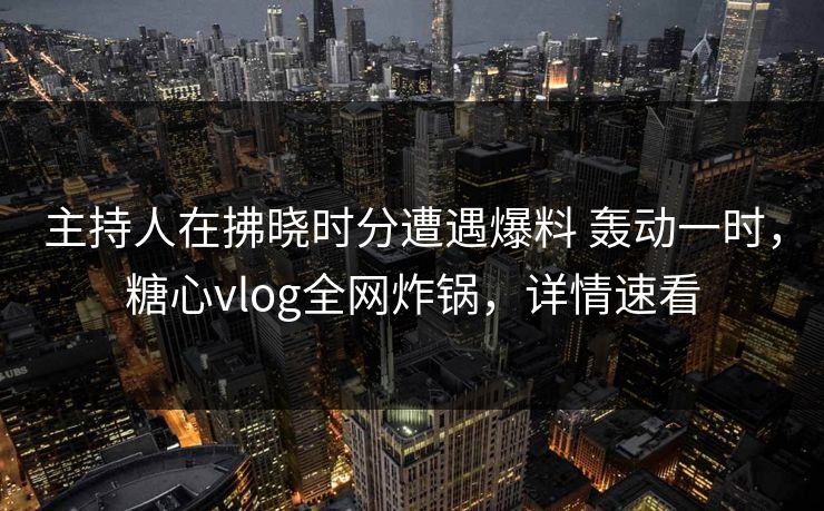 主持人在拂晓时分遭遇爆料 轰动一时，糖心vlog全网炸锅，详情速看