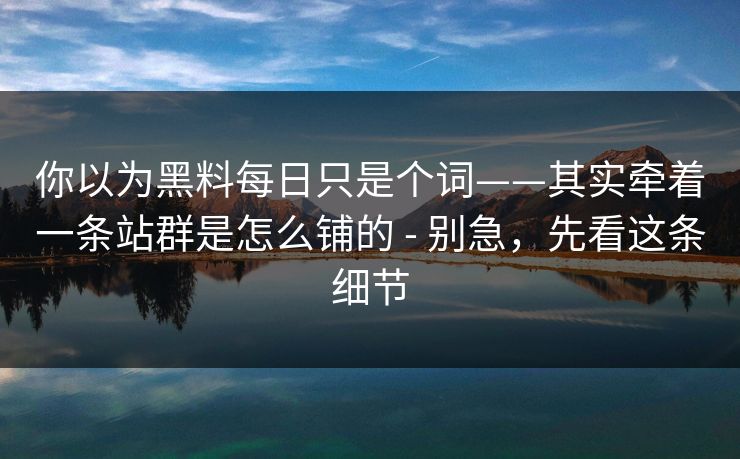 你以为黑料每日只是个词——其实牵着一条站群是怎么铺的 - 别急，先看这条细节